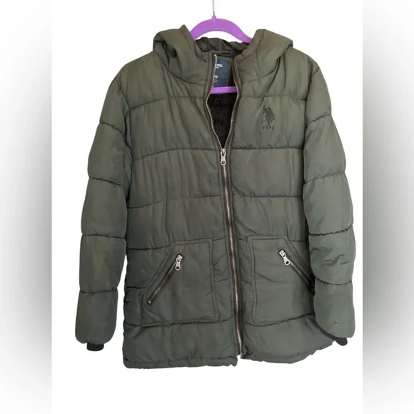 U.S. Polo Assn. Men's Green Puffer‎ Jacket with Hood Size L Casual - Picture 9 of 10
